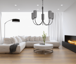 Żyrandol czarny abażury szare tuby  RAMZO 0008/W08