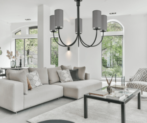 Lampa na sufit czarna abażury szare   RAMZO 0007/W08 