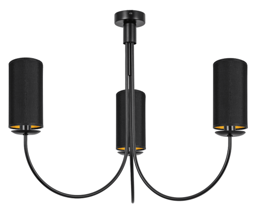 Lampa na sufit czarna - klasyczna z abażurami czarno-złotymi.