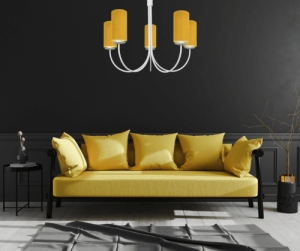 Lampa biała abażury w kolorze musztardowym  RAMZO 0011/W06