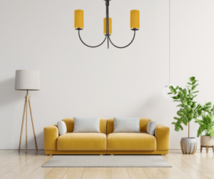 Żyrandol sufitowy abażury musztardowe  RAMZO 0005/W06