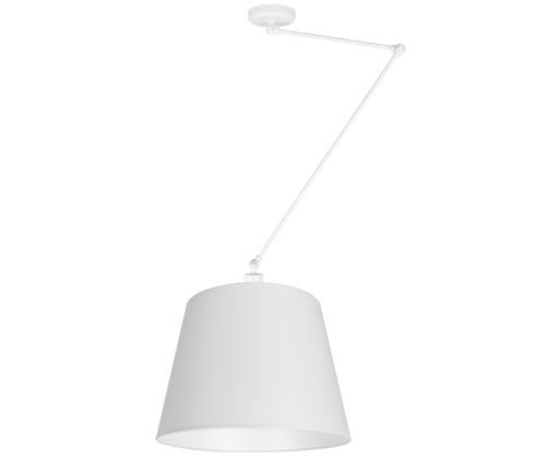 Biała regulowana lampa nad stół do kuchni.