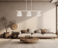 Lampa wisząca - oświetlenie stołu w jasnych kolorach.