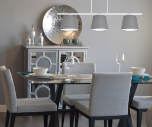 Lampa wisząca biało-szara nad stół  LIKO 265/08/B 