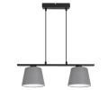 Podwójna listwa wisząca z abażurami szarymi.