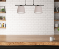 Lampa nad stół do kuchni w kolorze beżowo-szarym.