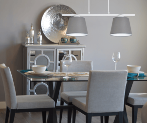 Lampa wisząca  biało - szara  nad stół   LIKO 252/08/B 