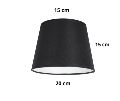 Abażur do lampy w kolorze czarnym o kształcie stożka.
