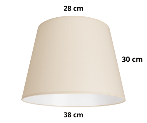 Duży abażur do lampy stojącej i zwisu pojedynczego w kolorze ecru - kremowym.