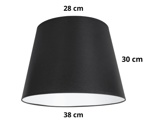Duży czarny abażur do lampy podłogowej i lampy pojedynczej.