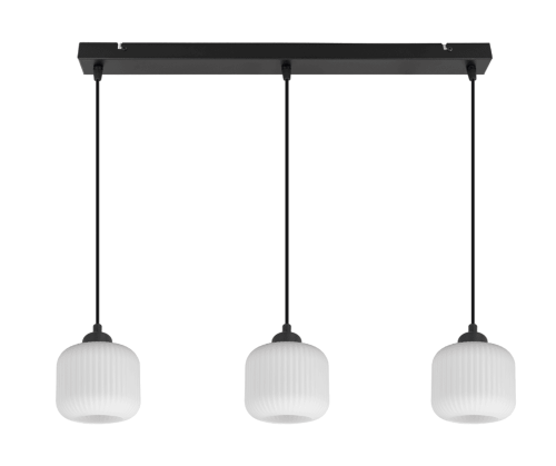 Lampa oświetlenie stołu - klosze białe szklane i ryflowane.