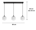 Lampa wisząca z 3 kloszami białymi. Klosze są ryflowane.