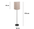 Lampa podłogowa  do pokoju hotelowego i pensjonatu z beżowym abażurem.