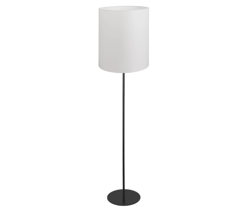 Lampa podłogowa nowoczesna z dużym białym abażurem.