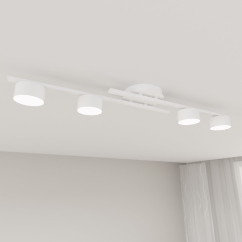 Biała lampa ledowa na sufit z 4 punktami światła.