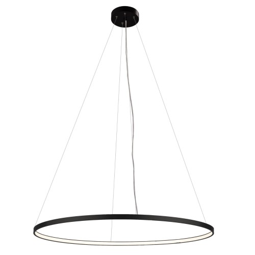 Pojedyncza lampa wisząca czarna. Ring ledowy o srednicy 117 cm .