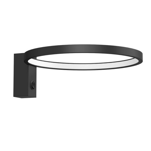 Kinkiet ledwoy ring czarny o średnicy 27 cm - poziomy.