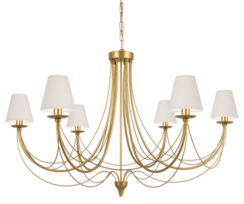 Złoty duży żyrandol do wysokiego salonu.