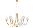 Duży żyrandol do salonu w stylu glamour. Abażurki w kolorze ecru - kremowym.