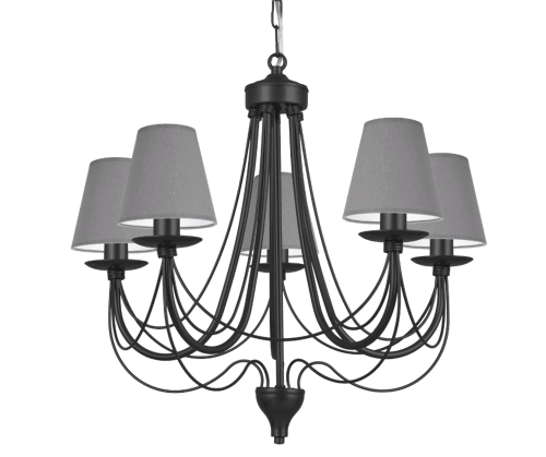 Czarny mały zyrandol nad stół jadalny do pokoju.