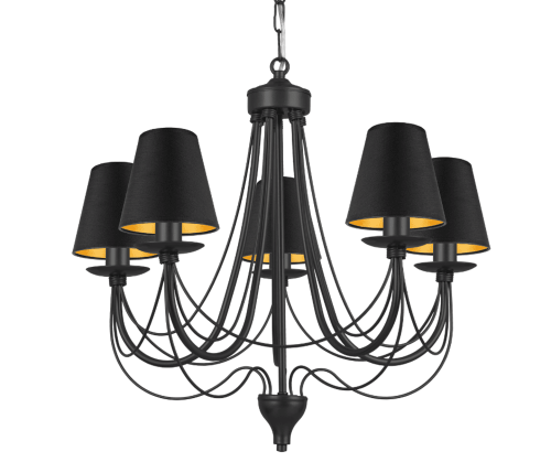 Czarno-złoty żyrandol do pokoju nad stół.