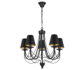 Żyrandol czarno-złoty na 5 żarówek do małego salonu.