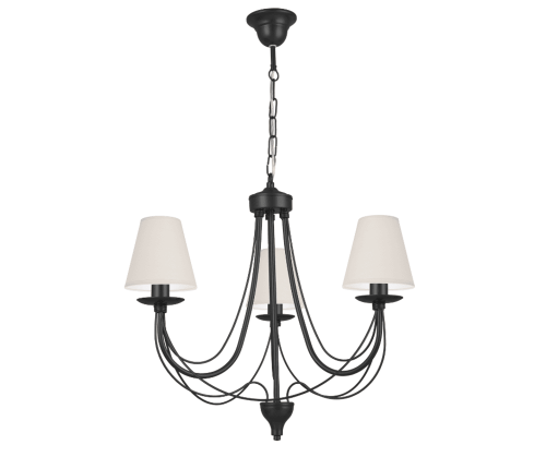 Czarny żyrandol klasyczny z abażurkami do przedpokoju.