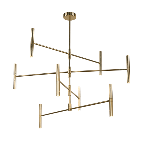 Designerska, nowoczesna i duża lampa ledowa z ruchomymi punktami światła.