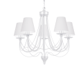 Biały żyrandol na 5 żarówek klasyczny do salonu i sypialni.