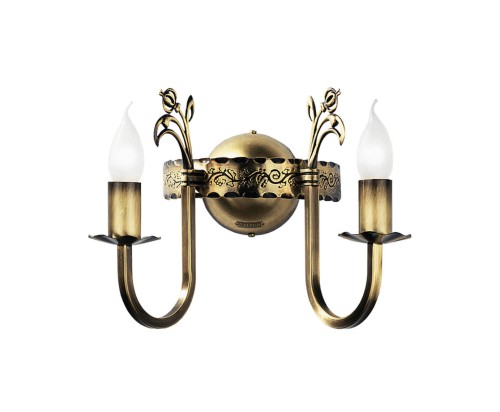 Podwójny kinkiet świecznikowy w kolorze starego złota.