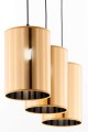 Wisząca lampa z 3 punktami światła. Eleganckie złote abażury w stylu glamour.