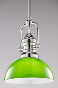 Lampa srebrna  z zielonym kloszem PLADINO  R22071