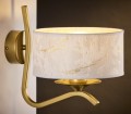 Kinkiet do salonu w kolorze złotym z eleganckim kloszem kremowo-złotym.
