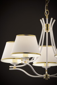 Żyrandol biało  zloty  do salonu   SAMBIKO  R22084