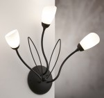 Potrójny czarny kinkiet z kloszami  GLORIA  R22059