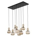 Lampa wisząca z kloszami ryflowanymi w kolorze koniakowym w stylu glamour.