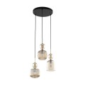 Lampa nad stół do kuchni i pokoju ze szkłem ryflowanym. Kolor klosza koniakowy.