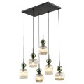 Lampa wisząca do salonu w stylu glamour. Szkło ryflowane  w kolorze miodowym i zielonym.