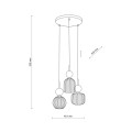 Lampa z 3  kloszami szklanymi w kolorze koniakowym i zielonym.