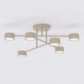 Nowoczesna lampa ledowa z  6 punktami światła. Lampa w modnym kolorze mokka - beżowym.