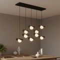Duża lampa wisząca nad stół do salonu. Nowoczesna i regulowana z 9 kloszami szklanymi.