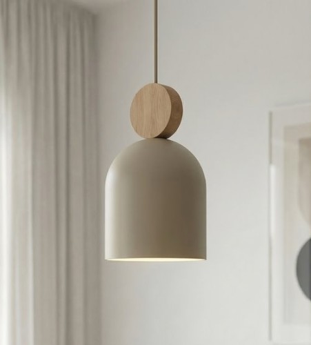 Pojedyncza lampa w kolorze beżowym - mokka.