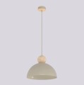 Lampa w kolorze mokka z jasnym elementem drewnianym.