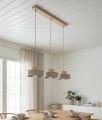 Lampa potrójna w kolorze mokka - beż. Lampa nad stół do pokoju i kuchni urządzonej w stylu skandynawskim i japandi.