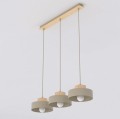 Beżowa lampa potrójna nad stół.