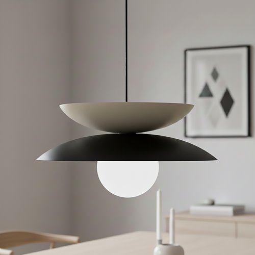 Lampa japandi beżowo-czarna.