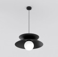 Lampa zwis pojedynczy metalowy czarny z białą kulką szklaną.