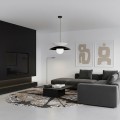 Lampa czarno-biała w stylu japandi i skandynawskim. Lampa nad stół.