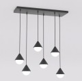Lampa nad stół z 6 punktami światła w stylu japandi.
