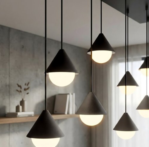 Duża lampa nad stół w stylu skandynawskim. 9 punktów światła.